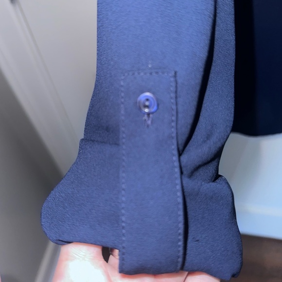 The Limited V-Neck Blouse in navy blue. - Picture 3 of 4